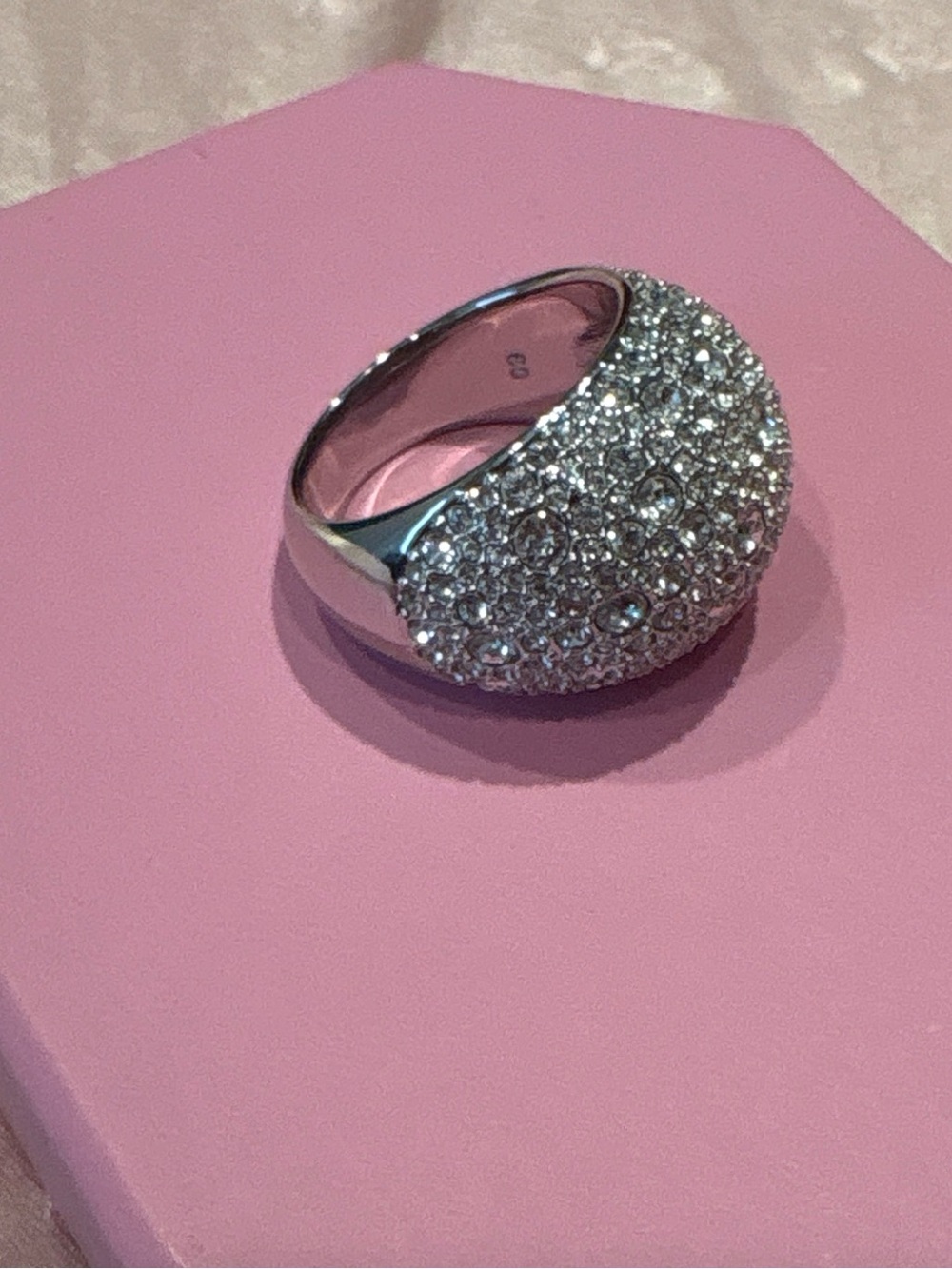 Swarovski Silver Pavé Crystal Dome Ring size 7 worn once